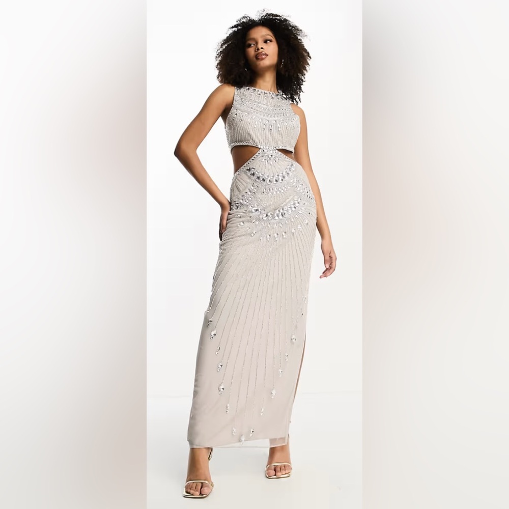Embellished cut out maxi dress